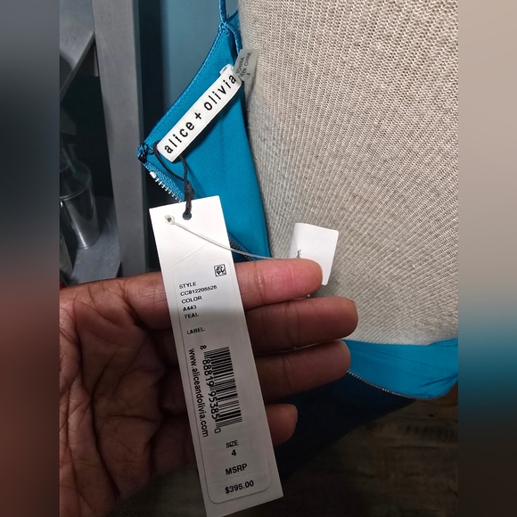 Exquisite Alice + Olivia Teal Ruched Fallon Dress NWT - Picture 3 of 5